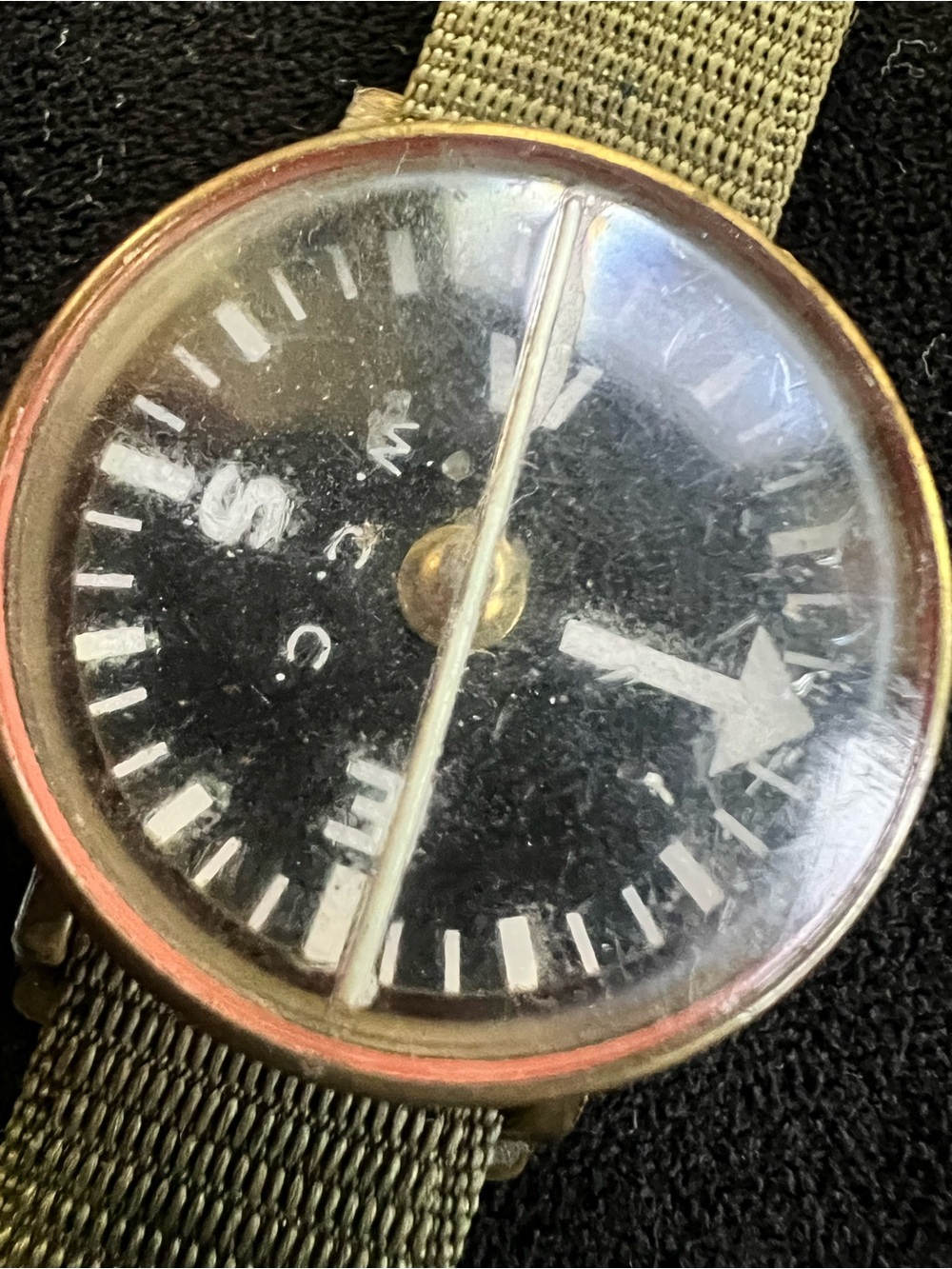 Vintage Vietnam War Era US Military Wrist Compass W.C.C. Waltham Nylon Strap